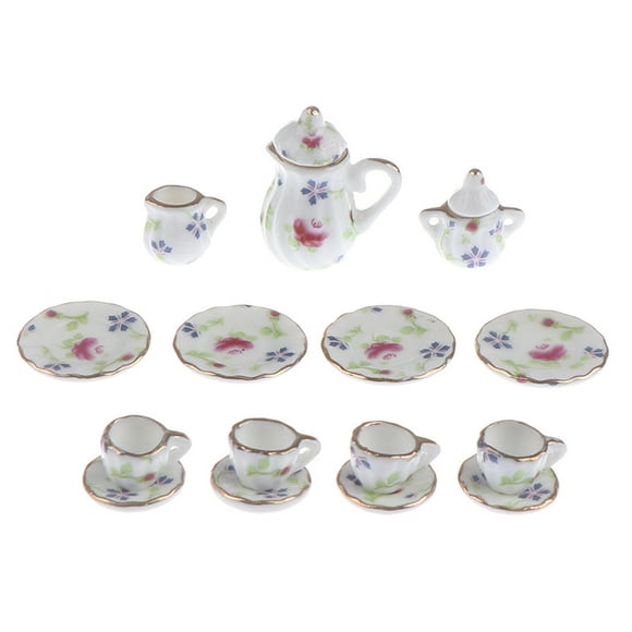 Tea Set Blue & White 35pc ceramic dollhouse miniature furniture 1/12 scale G8475 Tea Set Blue & White 35pc ceramic dollhouse miniature furniture 1/12 scale G8475